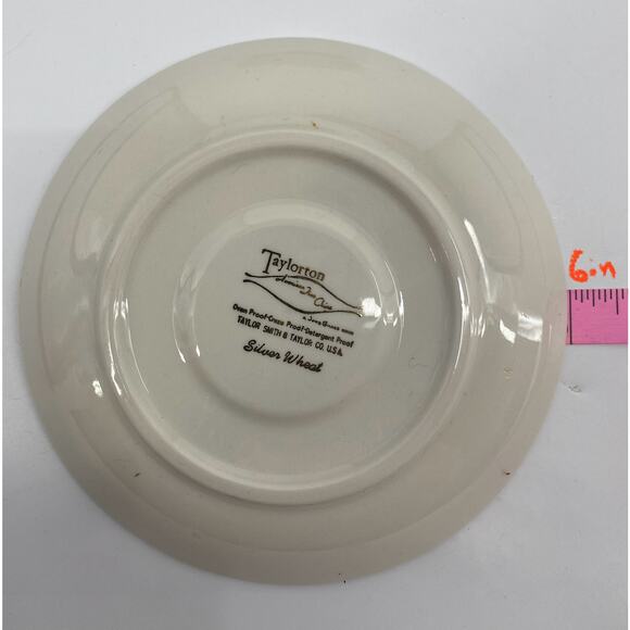 Set 6- 1950s Vintage Saucers “Silver Wheat” 6” Taylor Smith Taylor Taylorton - Picture 5 of 5